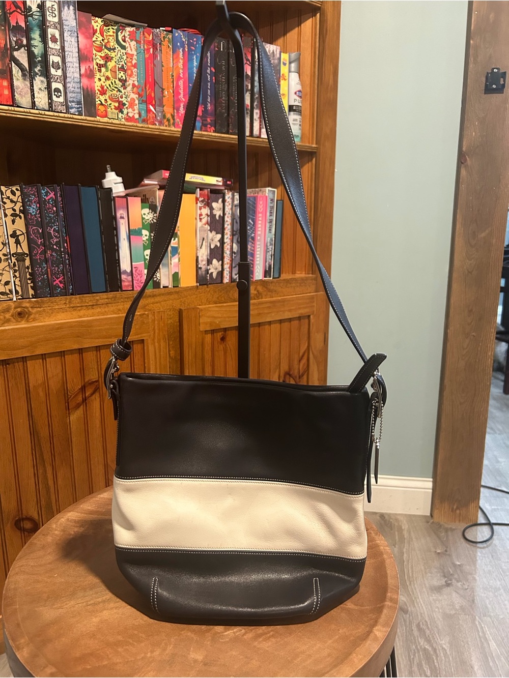 Coach Black and Cream Colorblock Shoulder Bag